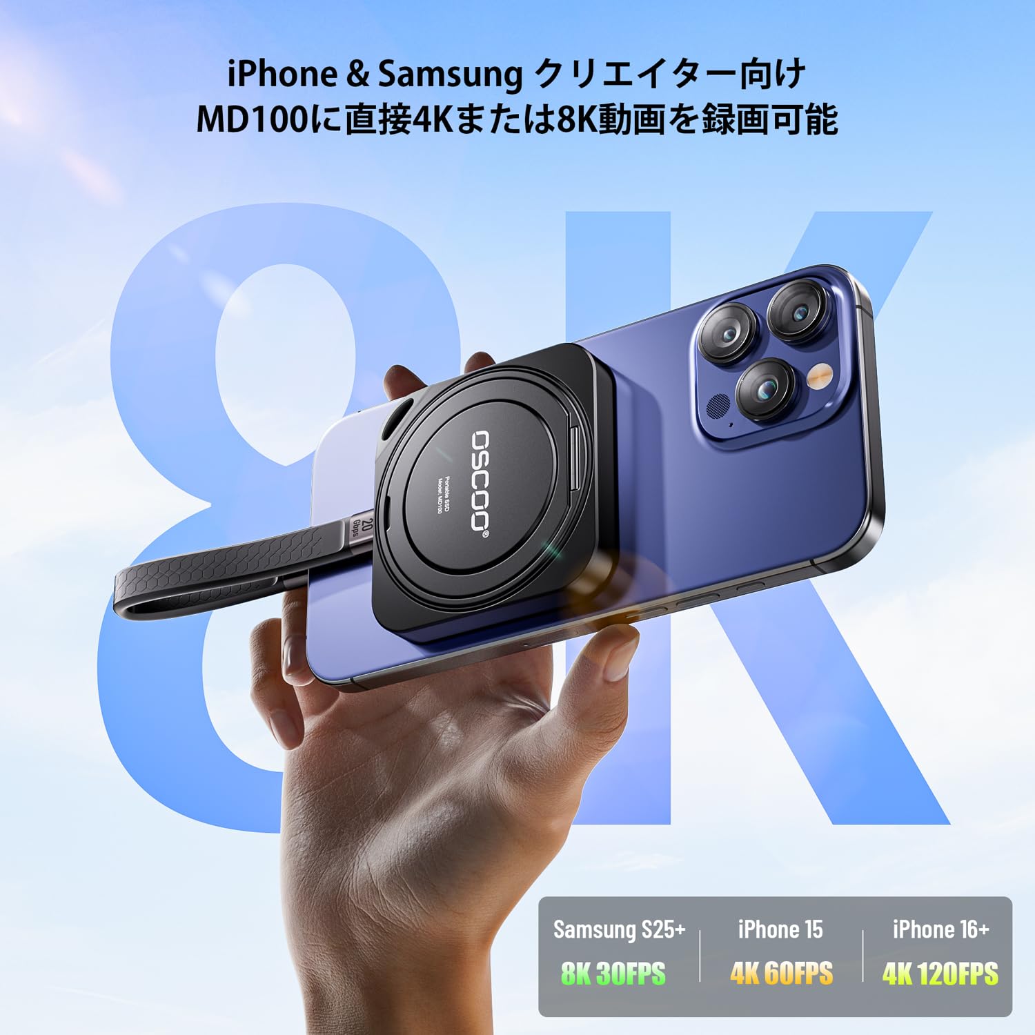 Amazon | OSCOO 2TB マグネット式外付けSSD、USB 3.2 Gen2、最大2000MB